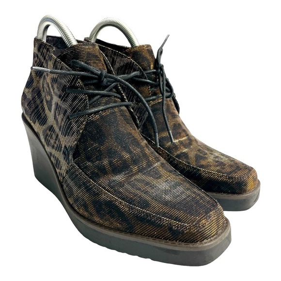 Donald J Pliner Dakota Ankle Boot Leopard Animal Gold Black Glitzy Bootie size 9 - Picture 7 of 13